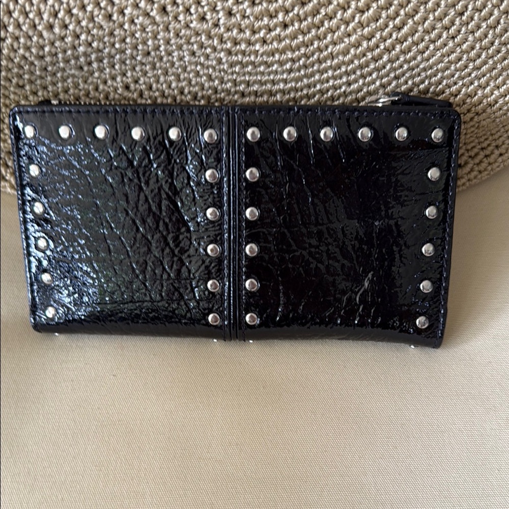 Michael Kors Black Patent Leather Studded Wallet